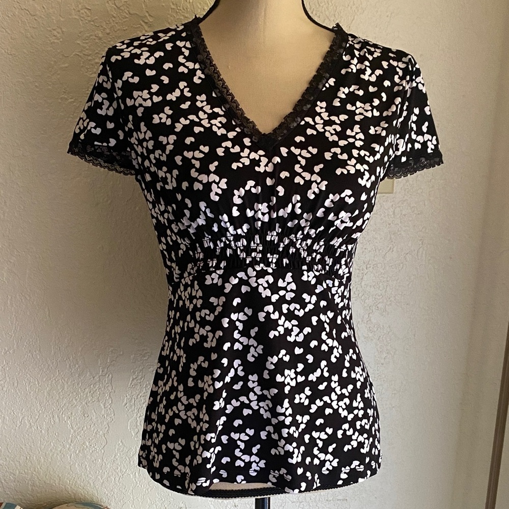 MICHAEL Michael Kors Black and White Small Patterned Blouse